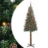 vidaXL Slankt Juletr&aelig; Gr&oslash;n 180 cm PVC og Massiv Fyrretr&aelig;