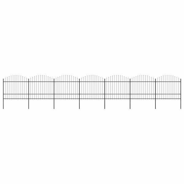 vidaXL havehegn med spydtop st&aring;l 1248x175 cm sort