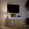 vidaXL tv-bord med LED-lys 100x34x50 cm konstrueret træ sonoma-eg