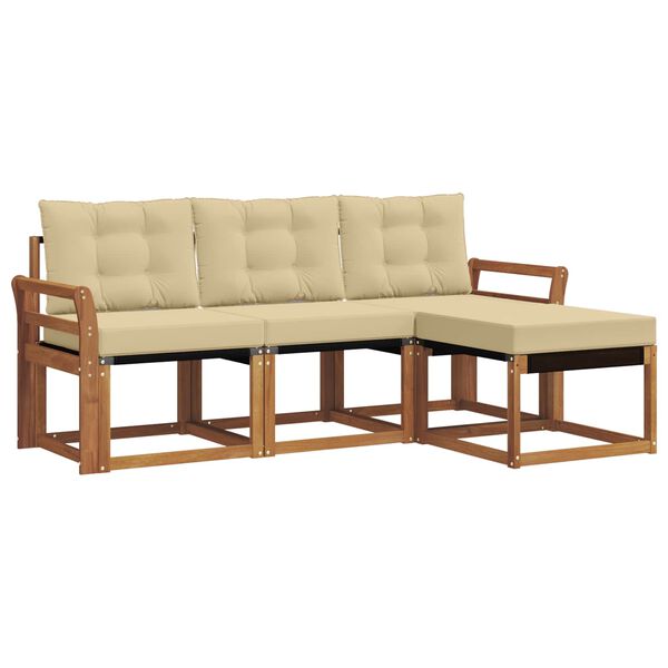 vidaXL Udend&oslash;rs sofagruppe med pude 4 pcs Naturlig og Beige