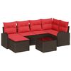vidaXL Havesofa S&aelig;t med pude 7 pcs Brun Poly Rattan