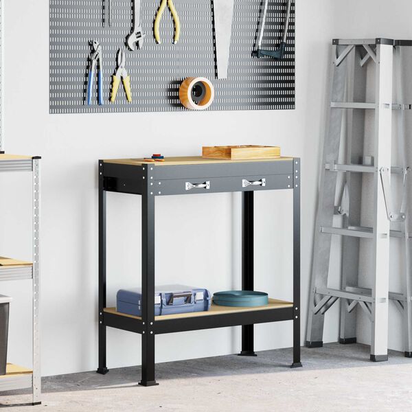 vidaXL Arbejdsl&aelig;nger med skuffe Sort 80 x 40 x 91 cm Konstrueret tr&aelig;