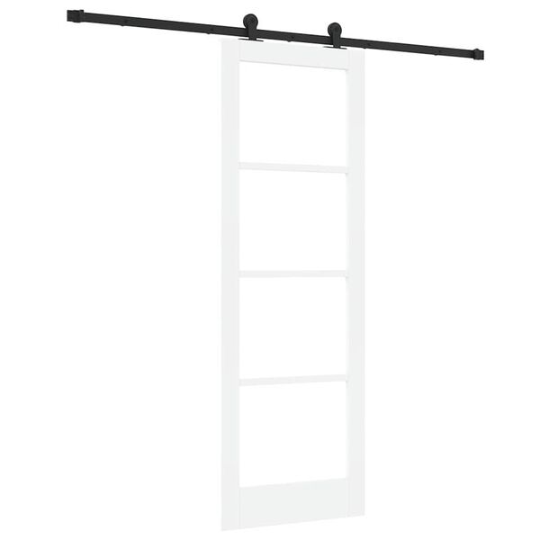 vidaXL Skyded&oslash;r ORKDAL Hvid 73,5 x 211 cm Massivt fyrretr&aelig; og glas