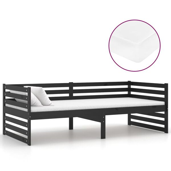 vidaXL daybed med madras 90x200 cm massivt fyrretr&aelig; sort