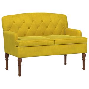 vidaXL L&aelig;nestol med knap tufting Lys Gul 111 x 65 x 79 cm Fl&oslash;jl