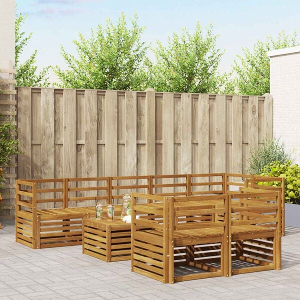 vidaXL Sofas&aelig;t 9 pcs Naturfarvet Massivt Akacietr&aelig;