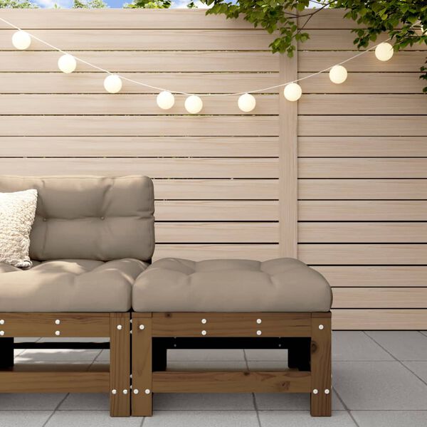 vidaXL udendørs fodskammel med hynder massivt fyrretræ gyldenbrun