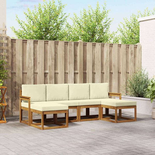 vidaXL Udend&oslash;rs sofagruppe 6 pcs Naturlig og Fl&oslash;de Konstrueret tr&aelig;