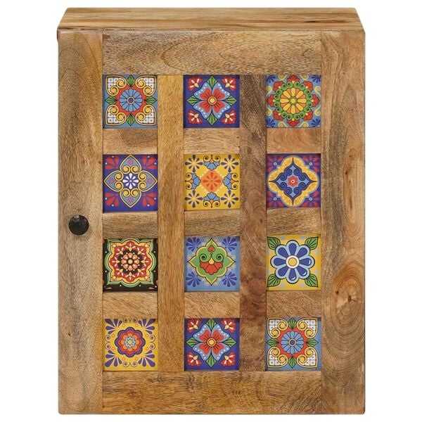 vidaXL Badev&aelig;relse H&aelig;nge Skab med d&oslash;r Naturfarvet 38 x 33,5 x 48 cm