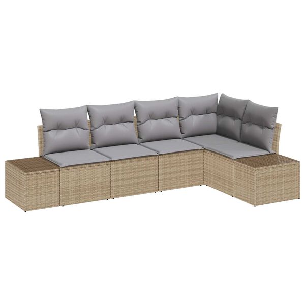 vidaXL Havesofa S&aelig;t 5 pcs Beige polyrattan