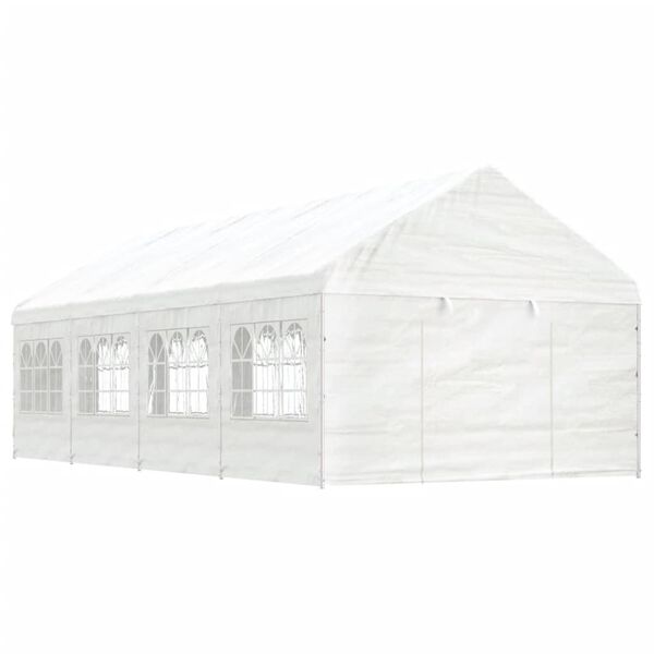 vidaXL pavillon med tag 8,92x4,08x3,22 m polyethylen hvid