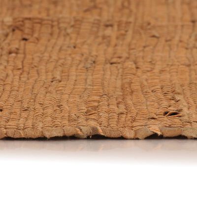vidaXL håndvævet chindi-tæppe læder 160 x 230 cm gyldenbrun