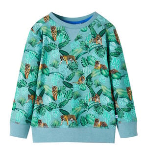 vidaXL Sweatshirt til b&oslash;rn str. 92 hundeprint lys gr&oslash;nmeleret