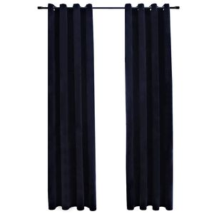 vidaXL m&oslash;rkl&aelig;gningsgardiner 2 stk. med ringe 140 x 245 cm fl&oslash;jl sort