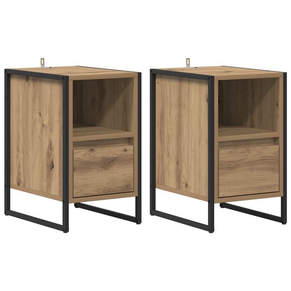 vidaXL Sengebord 2 pcs Artisan eg 39,5 x 30 x 50 cm Konstrueret tr&aelig;