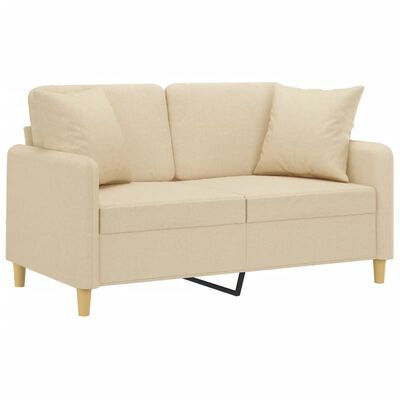 vidaXL 2-personers sofa med pyntepuder 120 cm stof cremefarvet