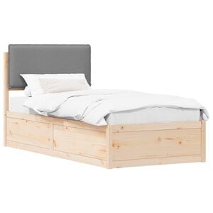 vidaXL Sengestel med Polstret Hovedgavl Lysegr&aring; 100 x 200 cm