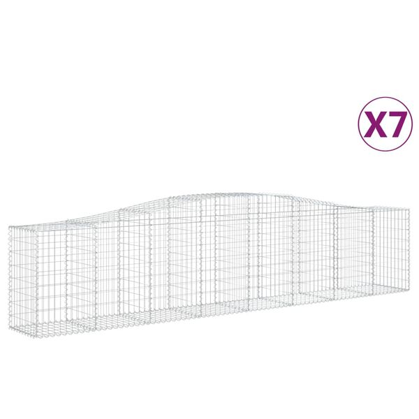 vidaXL buede gabionkurve 7 stk. 400x50x80/100 cm galvaniseret jern