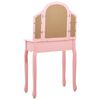 vidaXL kosmetikbord med taburet 65x36x128 cm kejsertr&aelig; MDF pink