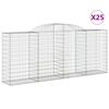 vidaXL buede gabionkurve 25 stk. 300x50x120/140 cm galvaniseret jern