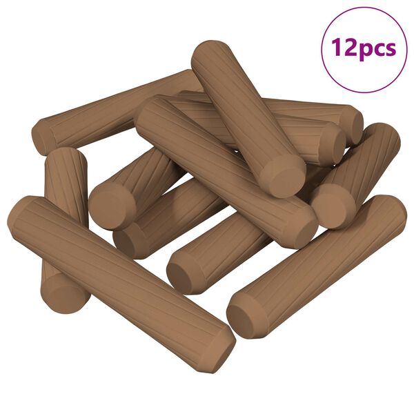 vidaXL Tr&aelig;dowels 12 pcs Brun &Oslash;8 x 35 mm Massivt tr&aelig;