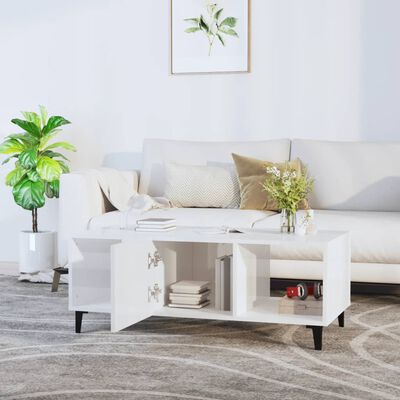 vidaXL sofabord 102x50x40 cm konstrueret træ hvid højglans