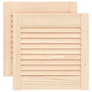 vidaXL Louvrede d&oslash;re med d&oslash;r 2 stk. Naturfarvet 39,5 x 39,4 cm