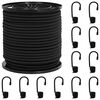 vidaXL Bungee Snore med Krog 4 mm Sort PP og gummi