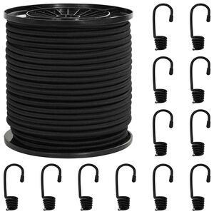 vidaXL Bungee Snore med Krog 4 mm Sort PP og gummi