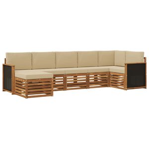 vidaXL Sektionalsofa s&aelig;t 6 pcs Naturfarvet Soli Akacietr&aelig; og polyester
