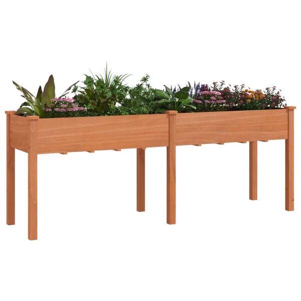 vidaXL plantekasse med foring 203x53x76 cm massivt fyrretr&aelig; brun