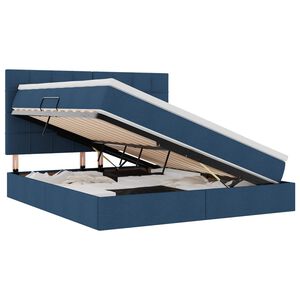 vidaXL Seng med opbevaring og LED med LED Bl&aring; 180 x 200 cm Polyester