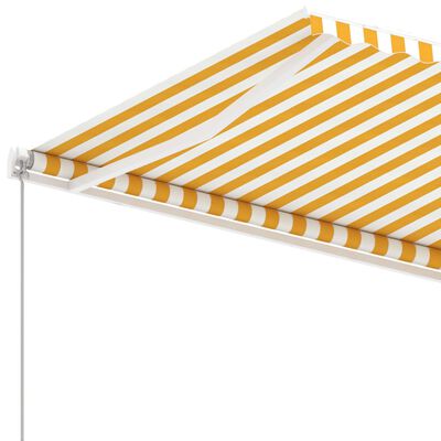 vidaXL fritstående markise 450x350 cm manuel betjening gul/hvid