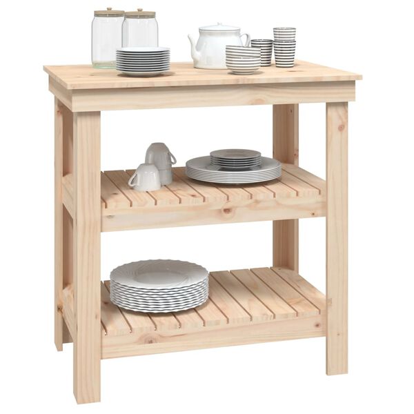 vidaXL arbejdsbord 78,5x50x80 cm massivt fyrretræ