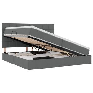 vidaXL Seng med opbevaring og LED M&oslash;rkegr&aring; 200 x 200 cm Polyester