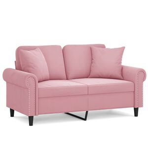 vidaXL 2-personers sofa med pyntepuder 120 cm velour pink