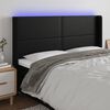 vidaXL sengegavl med LED-lys 163x16x118/128 cm kunstl&aelig;der sort