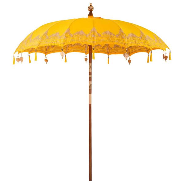 vidaXL Balinesisk parasol med base Gul 215 x 215 x 260 cm