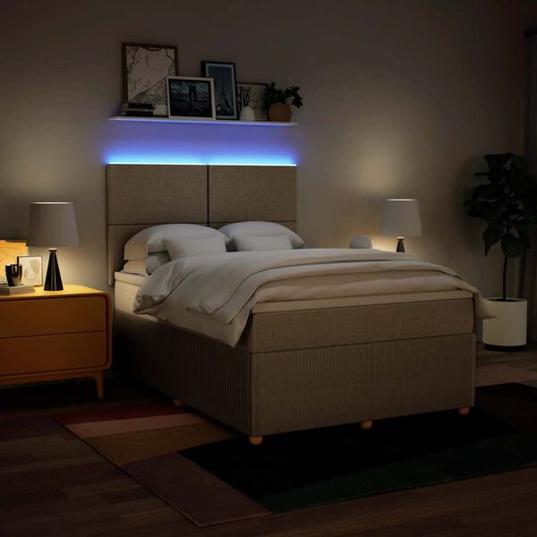 vidaXL kontinentalseng med madras 140x190 cm stof cremefarvet