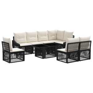 vidaXL Havesofa S&aelig;t 9 stk. Sort og Cremehvid polyrattan