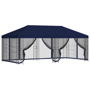 vidaXL Pavillon med sidetapper 6 x 3 m Bl&aring; Polyester og St&aring;l 190