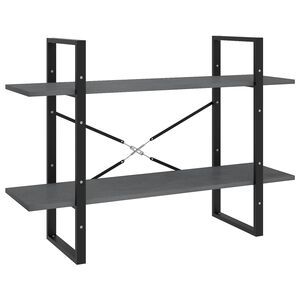 vidaXL bogreol med 2 hylder 100x30x70 cm massivt fyrretr&aelig; gr&aring;