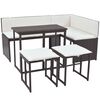 vidaXL foldbart udend&oslash;rs spisebordss&aelig;t 5 dele st&aring;l polyrattan brun