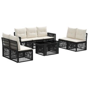 vidaXL Havesofa S&aelig;t 8 stk. Sort og Cremehvid polyrattan