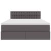 vidaXL Seng med opbevaring og LED Grå 140 x 200 cm Faux læder
