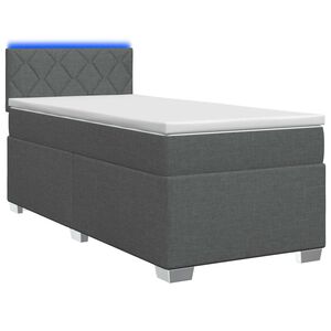 vidaXL Box Spring Seng med Madras og LED M&oslash;rkegr&aring; 80 x 200 cm Stof