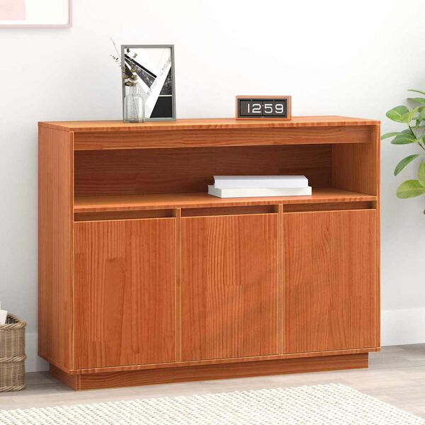 vidaXL Sideboard Voks brun 104,5 x 34 x 80 cm Massiv fyrretr&aelig;