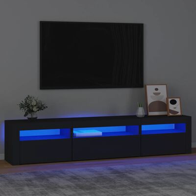 vidaXL tv-bord med LED-lys 195x35x40 cm sort