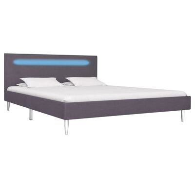 vidaXL sengestel med LED 140 x 200 cm stof grå
