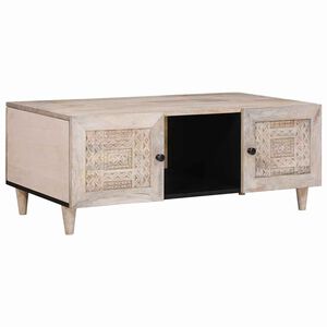 vidaXL Sofabord Bleg Hvid 100 x 54 x 40 cm Massivt mangotr&aelig;